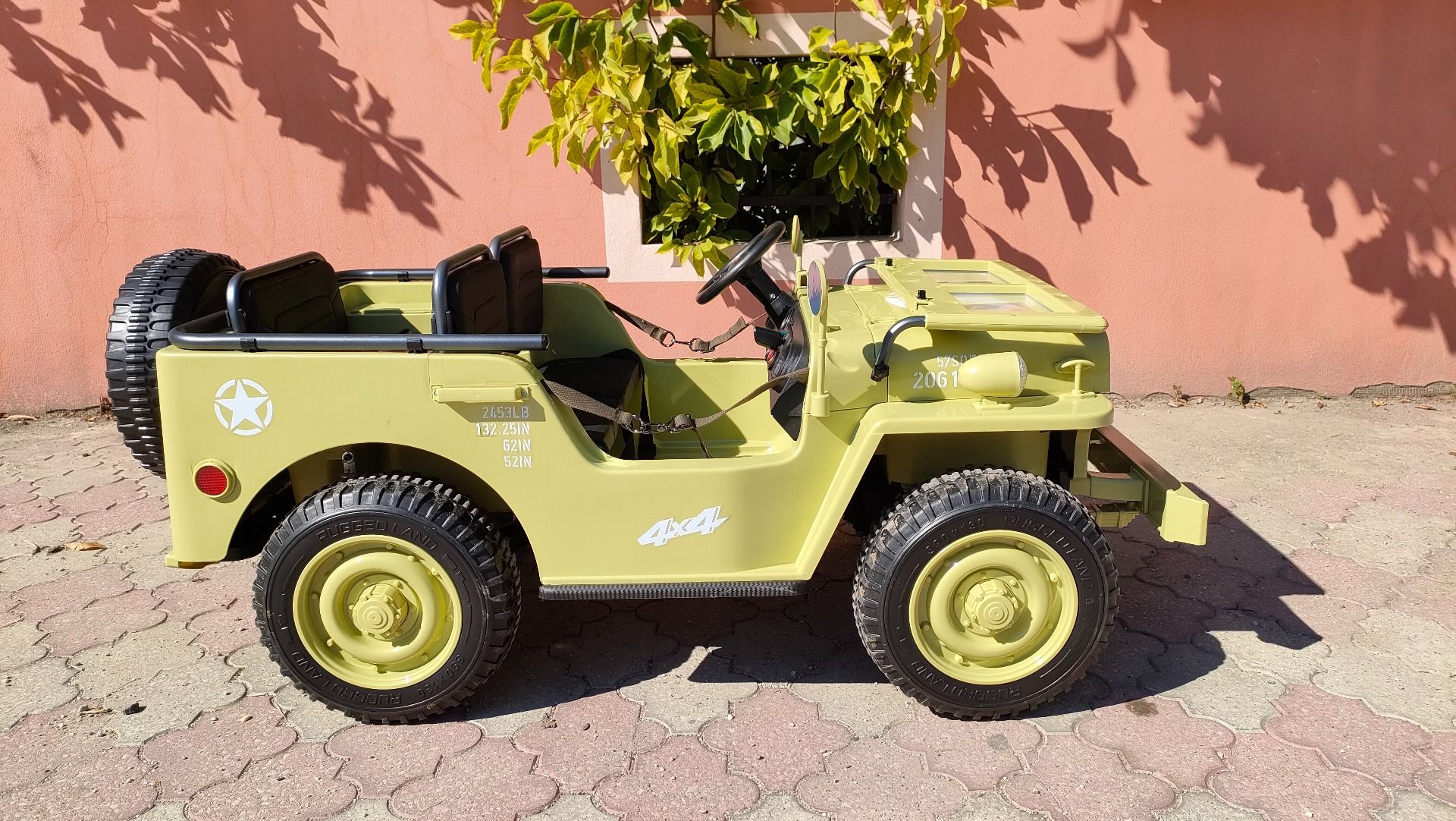 4x4 Voiture électrique enfant 12V 3 places USA ARMY, avec télécommande 2,4 GHz, Batterie 12V14AH, 4 x 4 lecteur