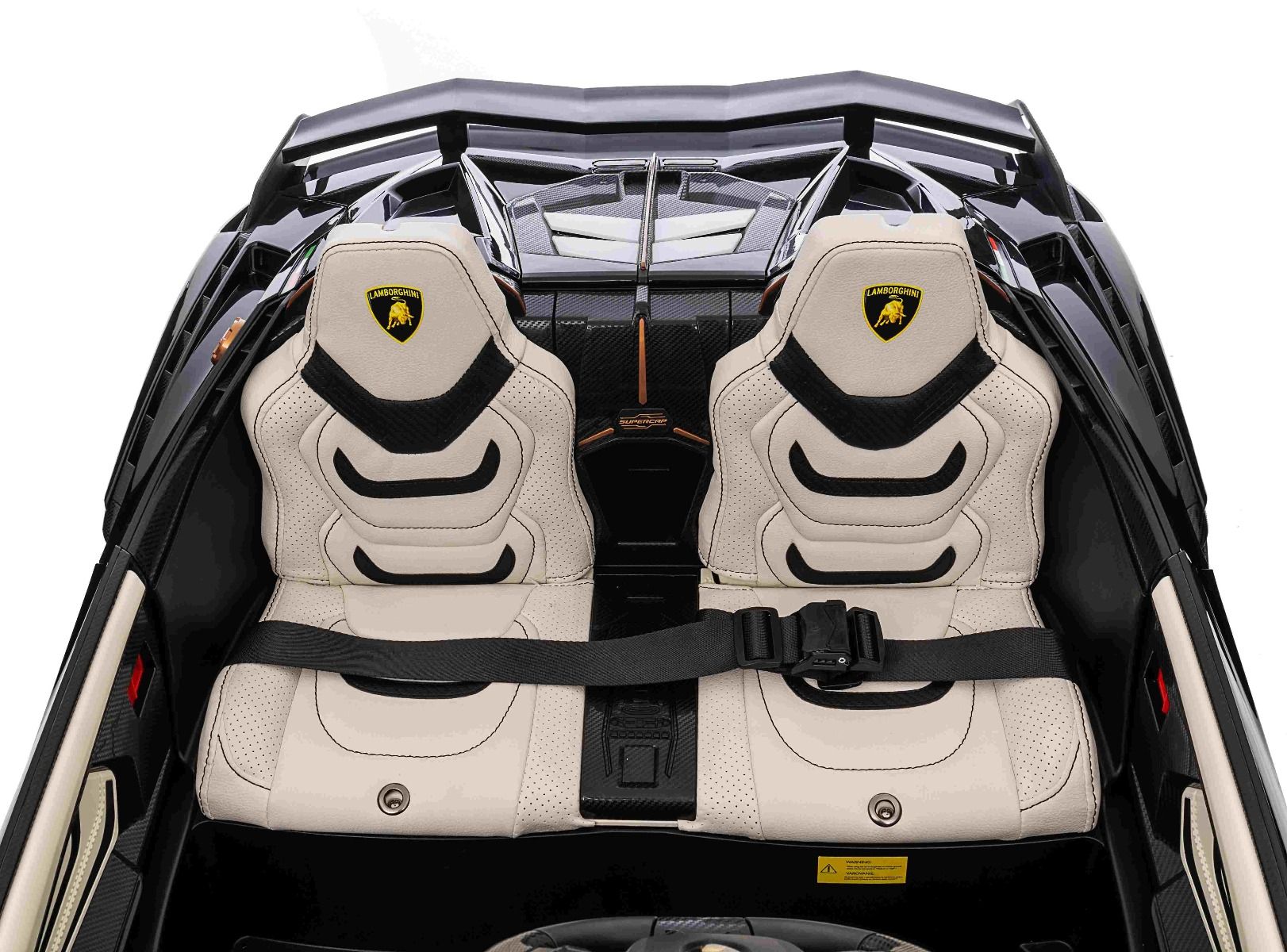 Voiture électrique à conducteur porté Lamborghini Sian 4X4, noire, 12V, télécommande 2,4 GHz, entrée USB / AUX, Bluetooth, suspension, portes à ouverture verticale, roues EVA souples, lumières LED, licence ORIGINALE