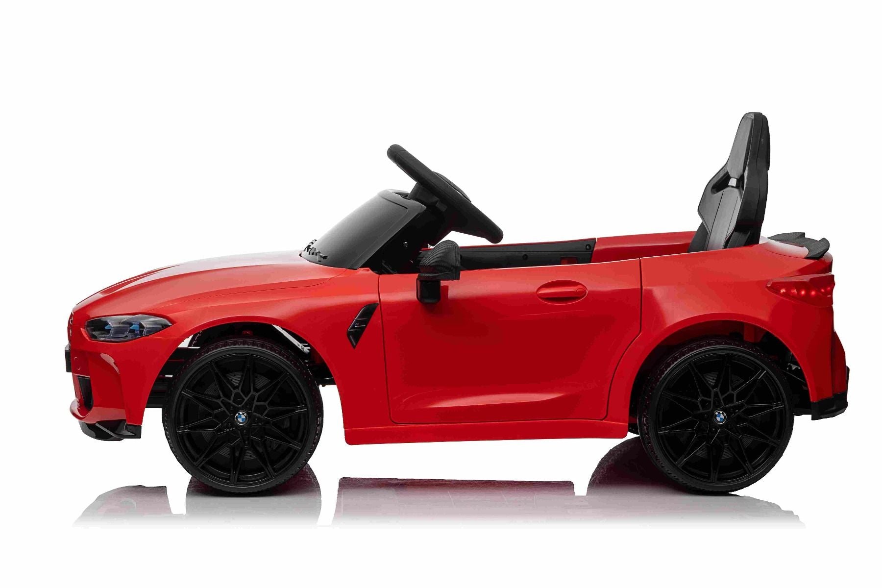 Voiture électrique à conducteur porté BMW M4, rouge, télécommande 2,4 GHz, entrée USB / Aux, suspension, batterie 12V, lumières LED, 2 X moteur, licence ORIGINALE