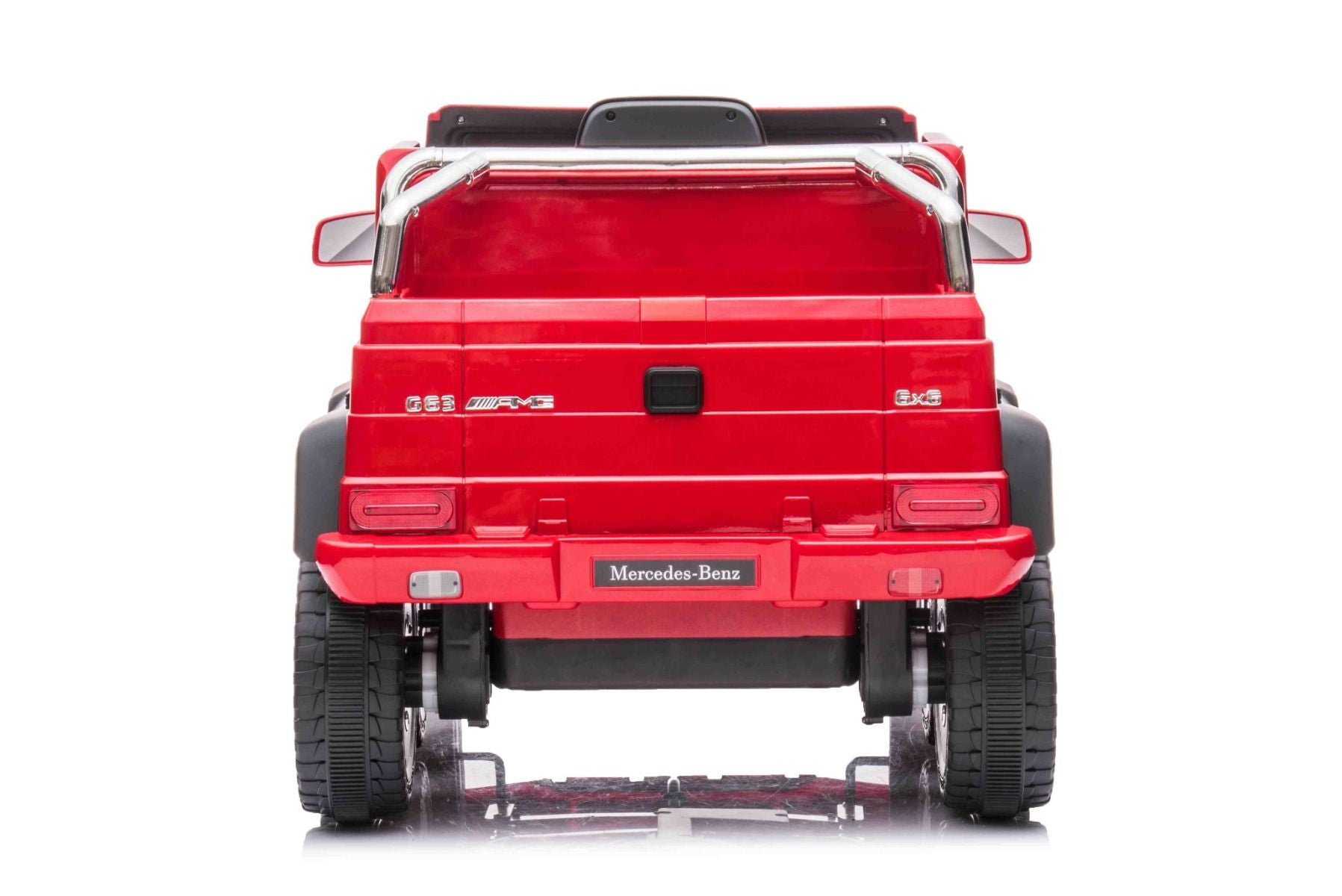 Voiture électrique à conducteur porté Mercedes-Benz G63 AMG 6X6, Monoplace,rouge, 6 Roues avec suspension indépendante, Entraînement 2 moteurs 45W, Batterie 12V10AH, Roues et siège en plastique, Télécommande, Licenced