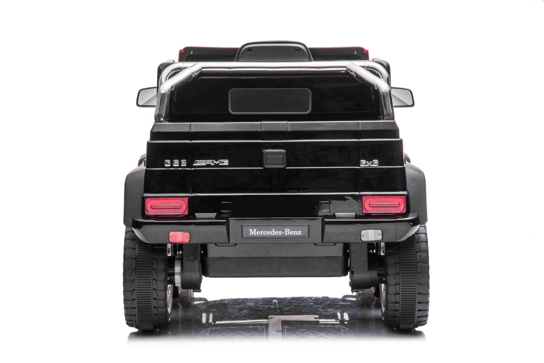 Voiture électrique à conducteur porté Mercedes-Benz G63 AMG 6X6, Monoplace,noire, 6 Roues avec suspension indépendante, Entraînement 2 moteurs 45W, Batterie 12V10AH, Roues et siège en plastique, Télécommande, Licenced