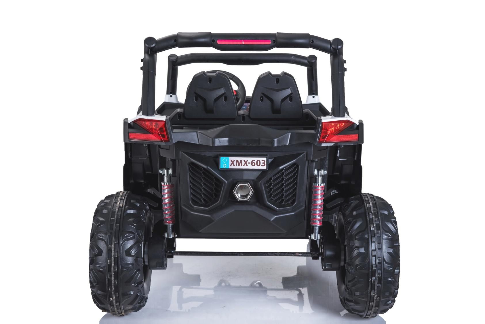 Voiture electrique enfànt 2 places 2x12V, NEUF RSX buggy electrique 4x4, blanc - 2.4Ghz, 4 X MOTEUR, télécommande, deux places, clé de contact, roues en EVA souple, USB, carte SD