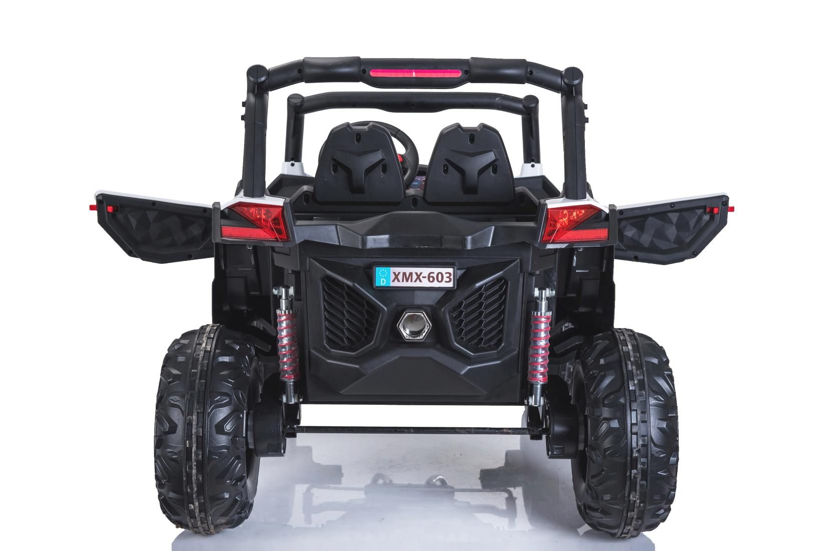 Voiture electrique enfànt 2 places 2x12V, NEUF RSX buggy electrique 4x4, blanc - 2.4Ghz, 4 X MOTEUR, télécommande, deux places, clé de contact, roues en EVA souple, USB, carte SD