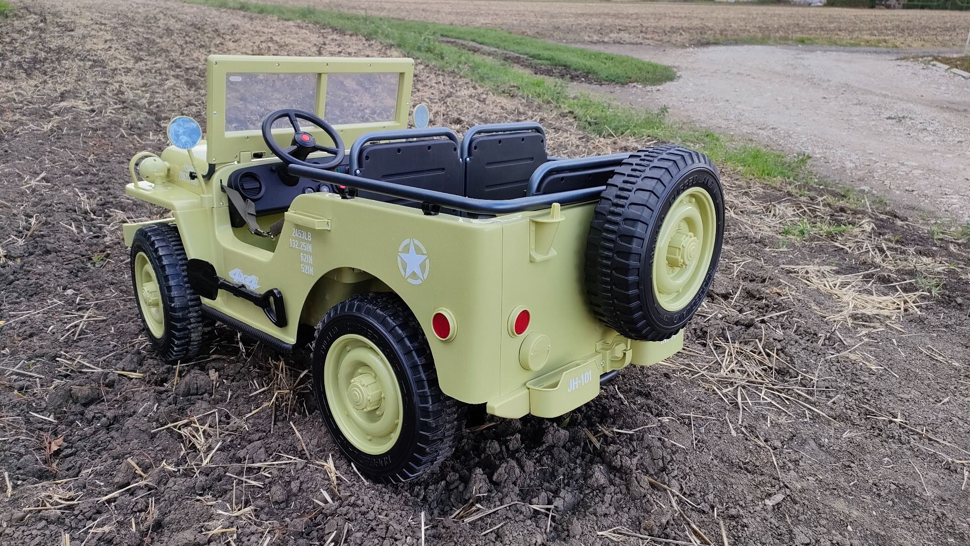 4x4 Voiture électrique enfant 12V 3 places USA ARMY, avec télécommande 2,4 GHz, Batterie 12V14AH, 4 x 4 lecteur