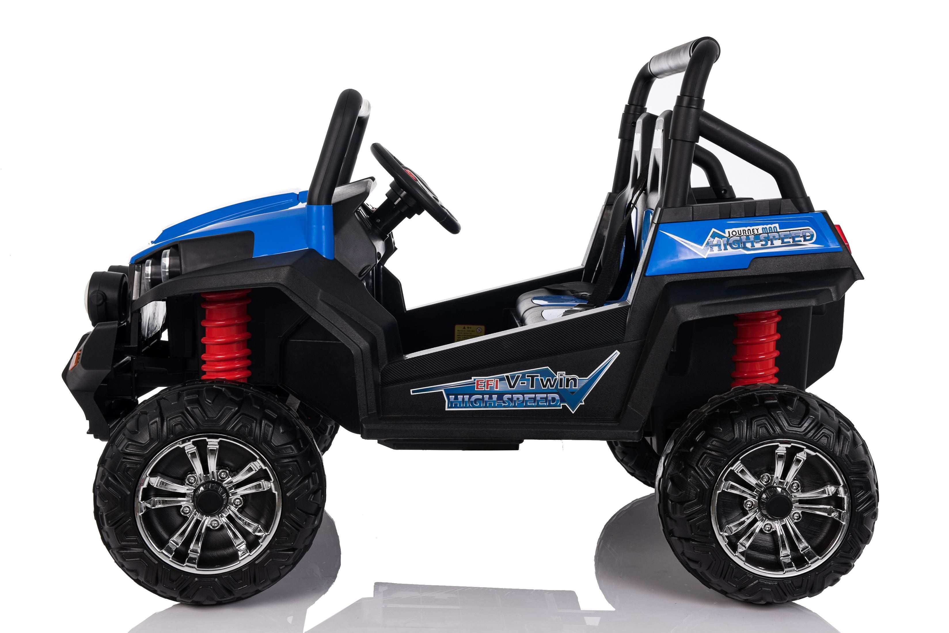 Buggy electrique enfànt 2 places 12V RSX BLEU 4 X MOTEUR, 4x4 Voiture electrique enfants 12V avec télécommande 2.4Ghz, clé de contact, roues en EVA souple, USB, carte SD