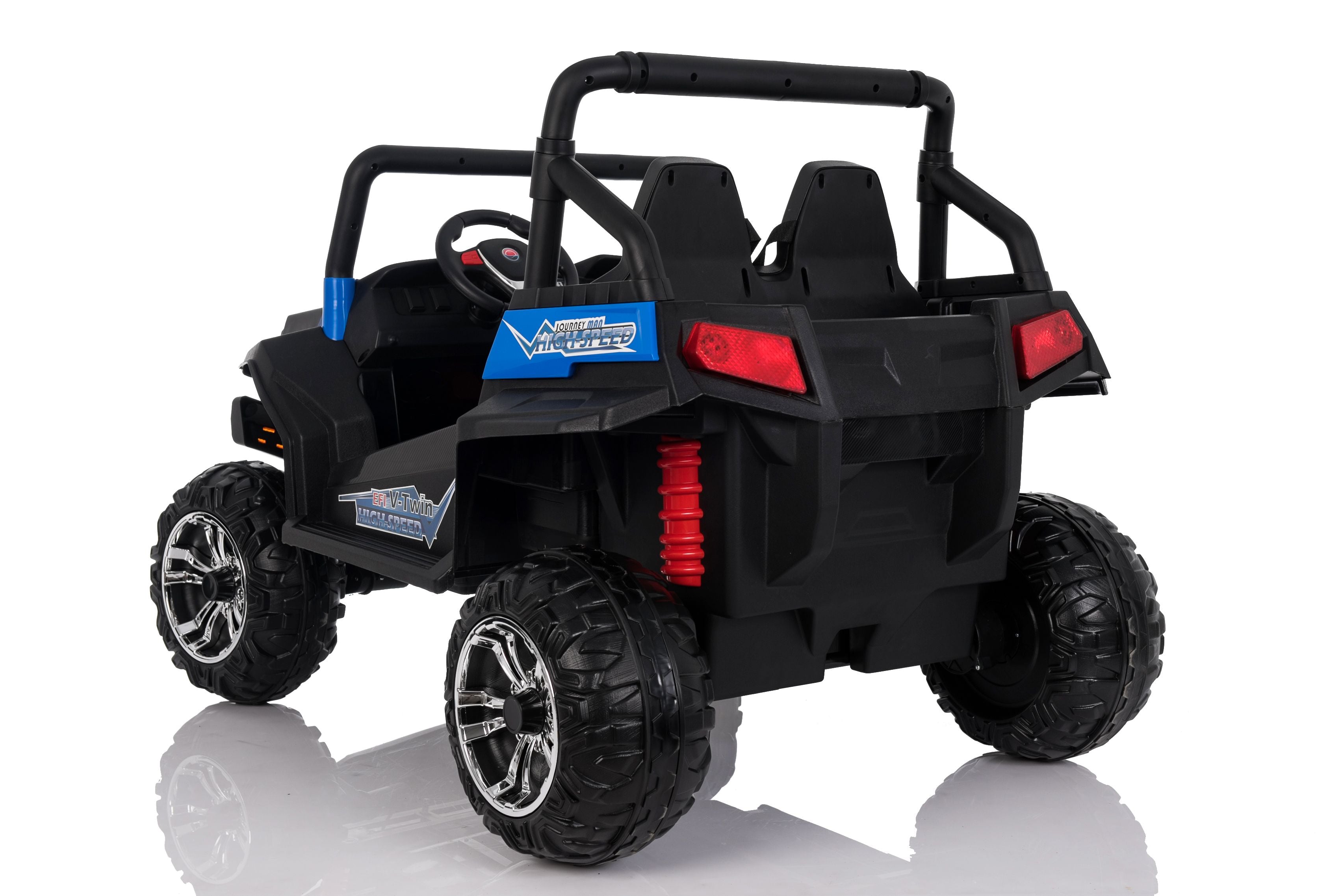 Buggy electrique enfànt 2 places 12V RSX BLEU 4 X MOTEUR, 4x4 Voiture electrique enfants 12V avec télécommande 2.4Ghz, clé de contact, roues en EVA souple, USB, carte SD