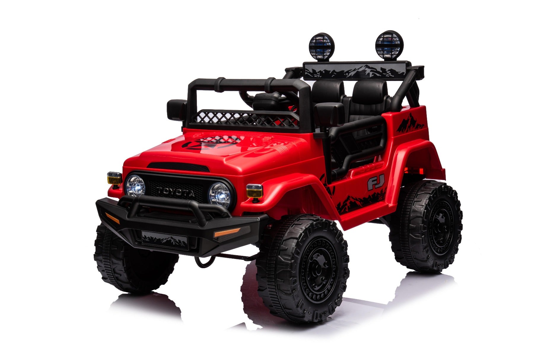 Voiture électrique enfant 12V TOYOTA FJ CRUISER avec traction arrière, Rouge, Télécommande 2,4 GHz