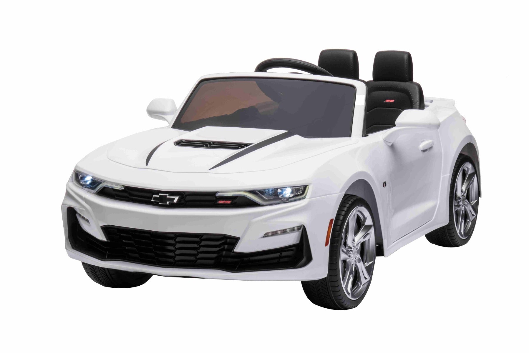 Voiture électrique enfants 12V Chevrolet Camaro, blanche, moteur 2x 35 W, avec télécommande 2,4 Ghz