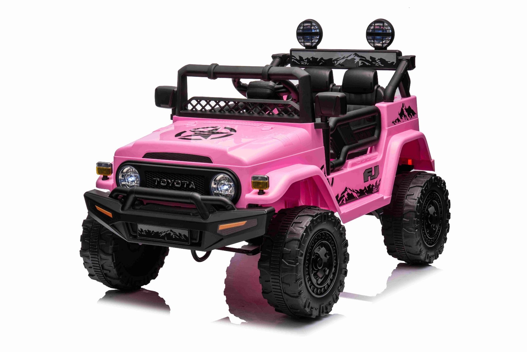 Voiture électrique enfant 12V TOYOTA FJ CRUISER avec traction arrière, Rose, Télécommande 2,4 GHz